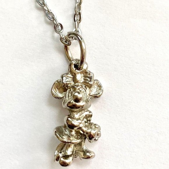 Vintage Disney Minnie Mouse Charm Pendant Necklace 18" Chain Disneyana - Picture 2 of 11